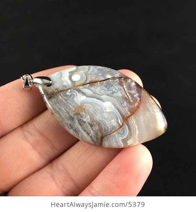 Natural Mexican Crazy Lace Agate Stone Jewelry Pendant - #JoqgwDkvU8o-4