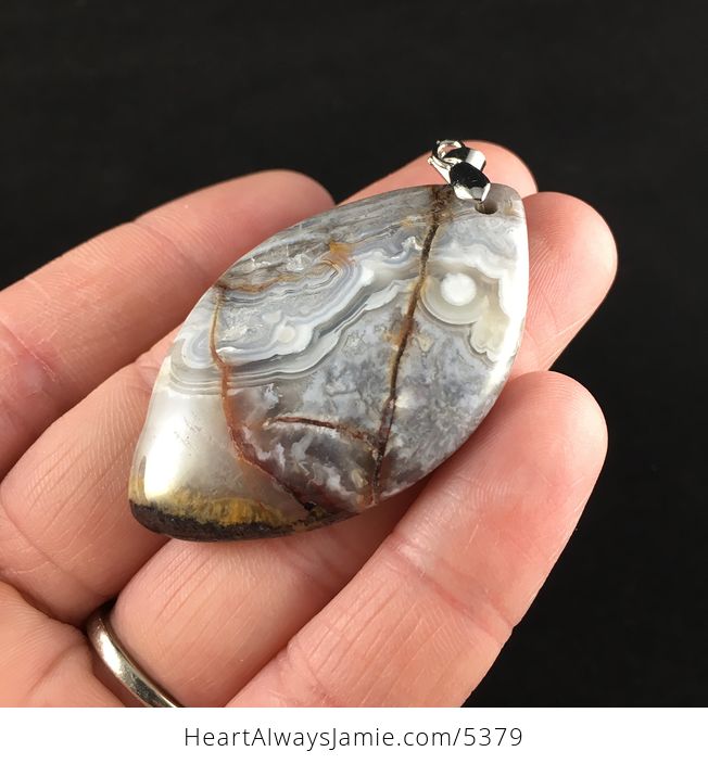 Natural Mexican Crazy Lace Agate Stone Jewelry Pendant - #JoqgwDkvU8o-3