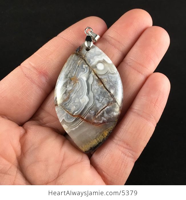 Natural Mexican Crazy Lace Agate Stone Jewelry Pendant - #JoqgwDkvU8o-1