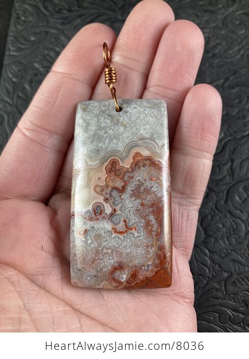 Natural Mexico Rectangular Crazy Lace Agate Stone Pendant Jewelry - #n2GG2ONZ1OY-1