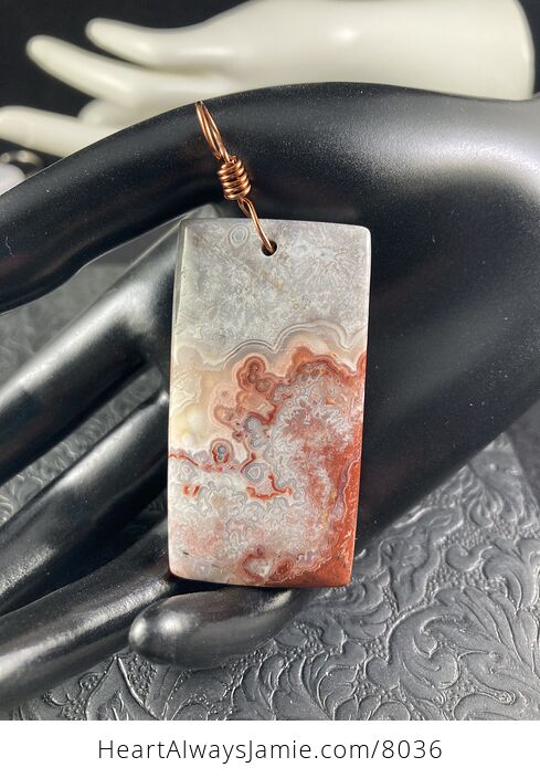 Natural Mexico Rectangular Crazy Lace Agate Stone Pendant Jewelry - #n2GG2ONZ1OY-6
