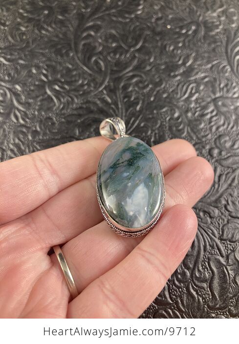 Natural Moss Agate Crystal Stone Jewelry Pendant - #mwd4t4uQlGk-2