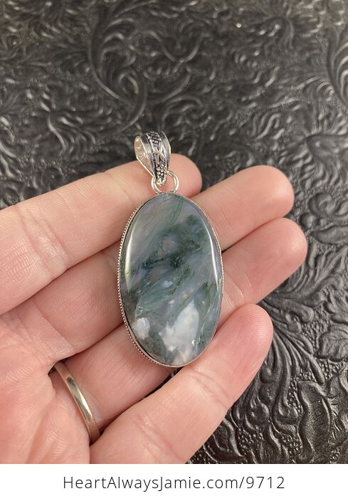 Natural Moss Agate Crystal Stone Jewelry Pendant - #mwd4t4uQlGk-1