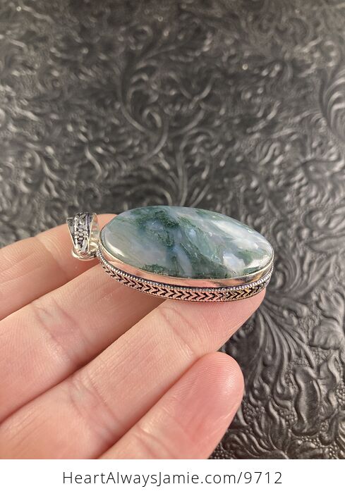 Natural Moss Agate Crystal Stone Jewelry Pendant - #mwd4t4uQlGk-3