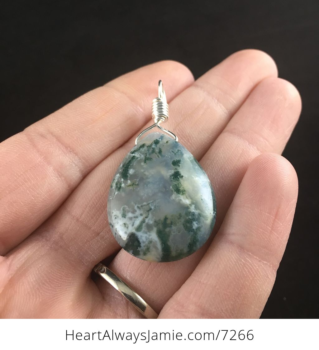 Natural Moss Agate Stone Jewelry Pendant #KGYvggRjMJI