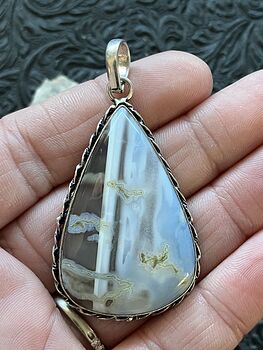 Natural Mossy Blue Owyhee Opal Crystal Stone Jewelry Pendant #8wPCqgQ91RQ