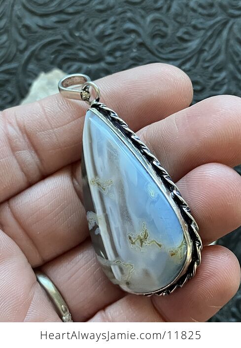 Natural Mossy Blue Owyhee Opal Crystal Stone Jewelry Pendant - #8wPCqgQ91RQ-5