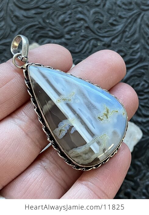 Natural Mossy Blue Owyhee Opal Crystal Stone Jewelry Pendant - #8wPCqgQ91RQ-4