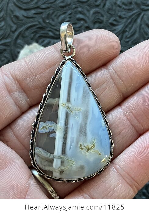Natural Mossy Blue Owyhee Opal Crystal Stone Jewelry Pendant - #8wPCqgQ91RQ-1