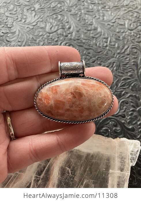 Natural Orange Sunstone Crystal Stone Jewelry Pendant - #bsHD1FEkcHw-1