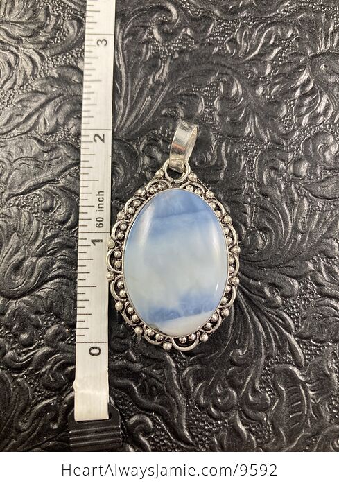 Natural Oregon Owyhee Blue Opal Crystal Stone Jewelry Pendant - #60NsXmKM5C4-5