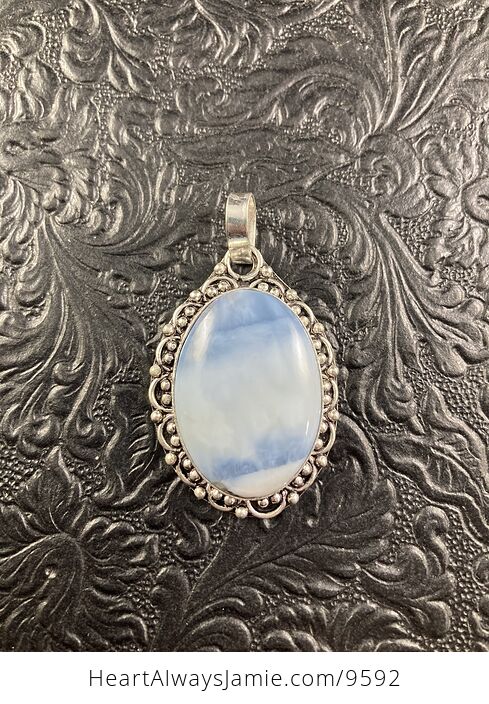 Natural Oregon Owyhee Blue Opal Crystal Stone Jewelry Pendant - #60NsXmKM5C4-4