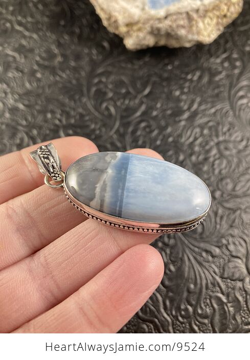 Natural Oregon Owyhee Blue Opal Crystal Stone Jewelry Pendant - #6GXAp94kFHk-5