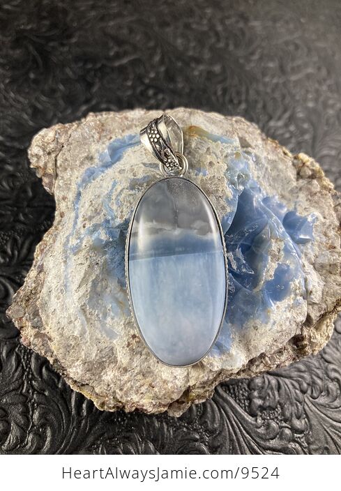 Natural Oregon Owyhee Blue Opal Crystal Stone Jewelry Pendant - #6GXAp94kFHk-1