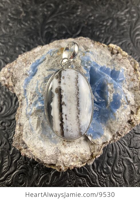 Natural Oregon Owyhee Blue Opal Crystal Stone Jewelry Pendant - #LUKje7LTEvs-1
