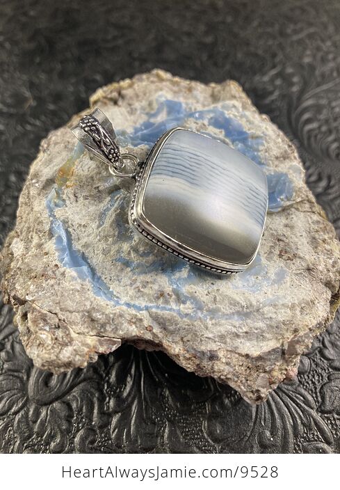 Natural Oregon Owyhee Blue Opal Crystal Stone Jewelry Pendant - #OueyLPM0Hmw-5