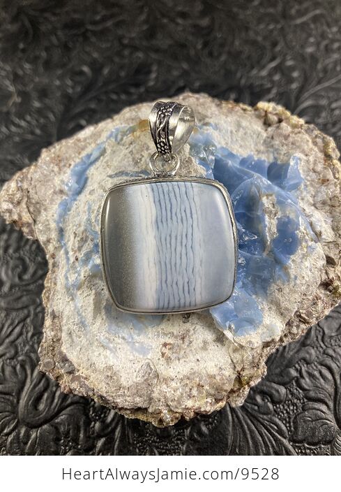Natural Oregon Owyhee Blue Opal Crystal Stone Jewelry Pendant - #OueyLPM0Hmw-1