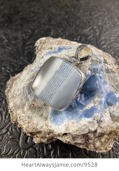 Natural Oregon Owyhee Blue Opal Crystal Stone Jewelry Pendant - #OueyLPM0Hmw-6