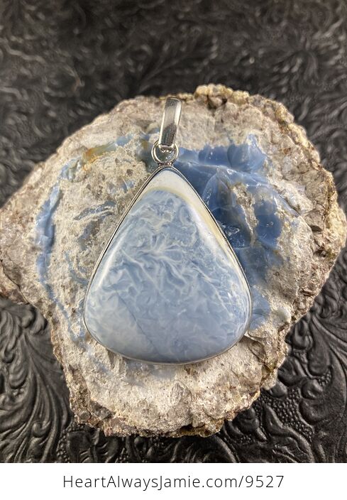 Natural Oregon Owyhee Blue Opal Crystal Stone Jewelry Pendant - #WckzdakI8f4-1