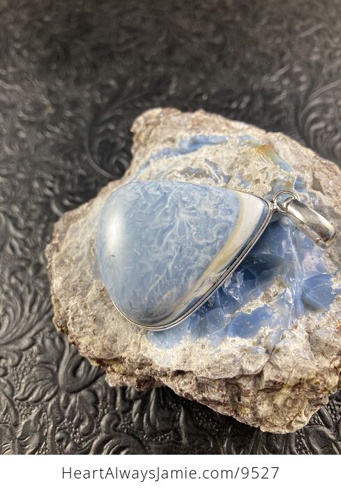 Natural Oregon Owyhee Blue Opal Crystal Stone Jewelry Pendant - #WckzdakI8f4-6
