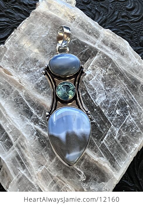 Natural Owyhee Blue Opal and Faceted Topaz Crystal Stone Jewelry Pendant - #ZTLZi9qTfvk-1