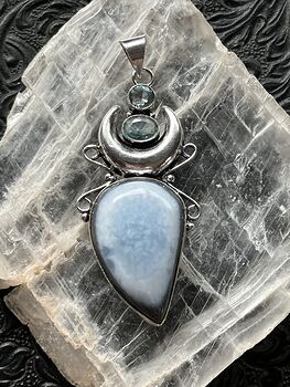 Natural Owyhee Blue Opal and Faceted Topaz Witchy Mustic Lunar Crystal Stone Jewelry Pendant #roy0liXZNsc