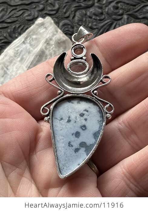Natural Owyhee Blue Opal and Faceted Topaz Witchy Mustic Lunar Crystal Stone Jewelry Pendant - #roy0liXZNsc-5