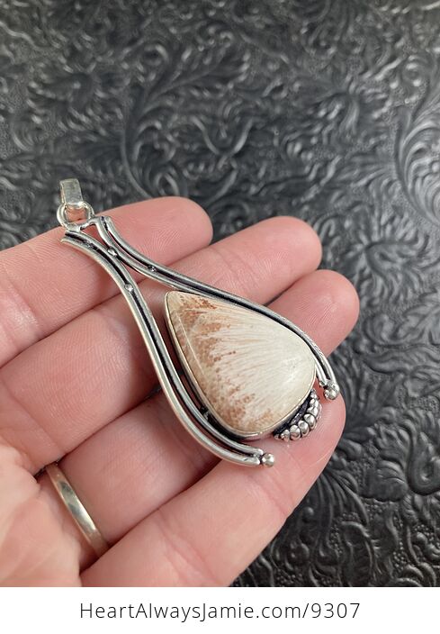Natural Peach Scolecite with Stilbite Crystal Stone Jewelry Pendant - #V5iCyqCxEnY-5