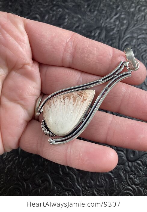 Natural Peach Scolecite with Stilbite Crystal Stone Jewelry Pendant - #V5iCyqCxEnY-4