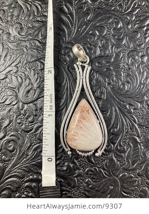 Natural Peach Scolecite with Stilbite Crystal Stone Jewelry Pendant - #V5iCyqCxEnY-3