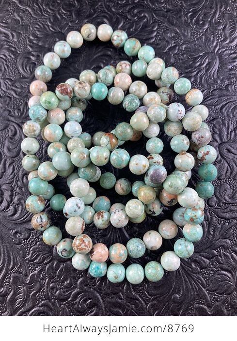 Natural Peruvian Turquoise 8mm Beaded Gemstone Jewelry Crystal Bracelet - #5IadFLpXXQM-8