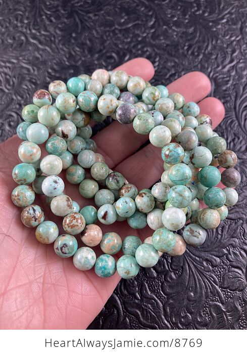 Natural Peruvian Turquoise 8mm Beaded Gemstone Jewelry Crystal Bracelet - #5IadFLpXXQM-7