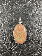 Natural Pink and Green Unakite Crystal Stone Jewelry Pendant #GoTcPK85q0A