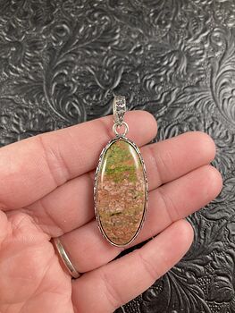 Natural Pink and Green Unakite Crystal Stone Jewelry Pendant #hSqWC2jVVhQ