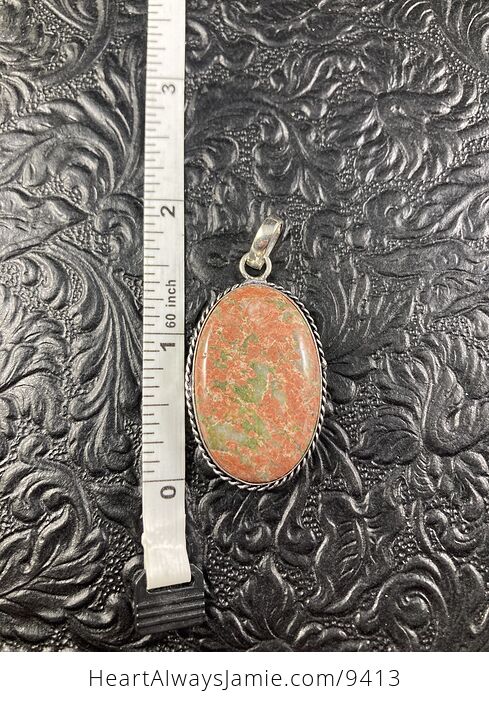 Natural Pink and Green Unakite Crystal Stone Jewelry Pendant - #GoTcPK85q0A-2