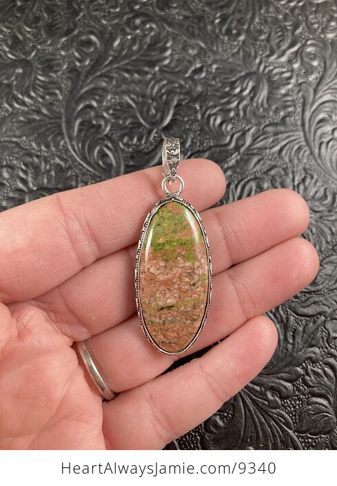 Natural Pink and Green Unakite Crystal Stone Jewelry Pendant - #hSqWC2jVVhQ-1