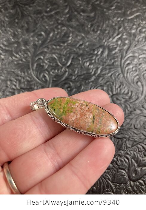 Natural Pink and Green Unakite Crystal Stone Jewelry Pendant - #hSqWC2jVVhQ-2
