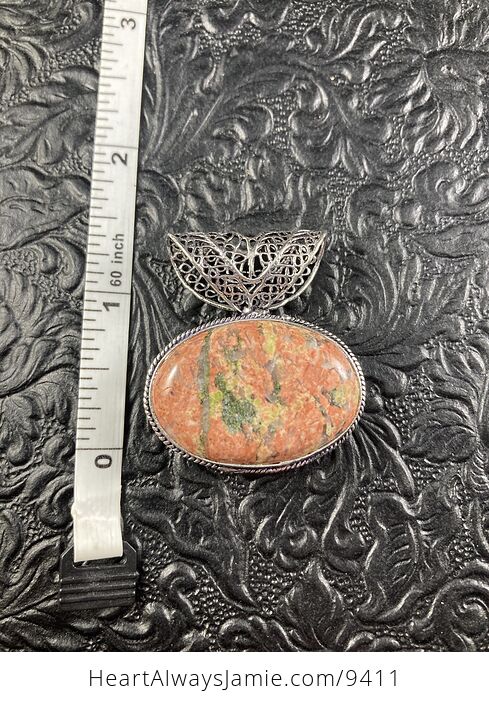 Natural Pink and Green Unakite Crystal Stone Jewelry Pendant - #lRLfl6mITc0-2