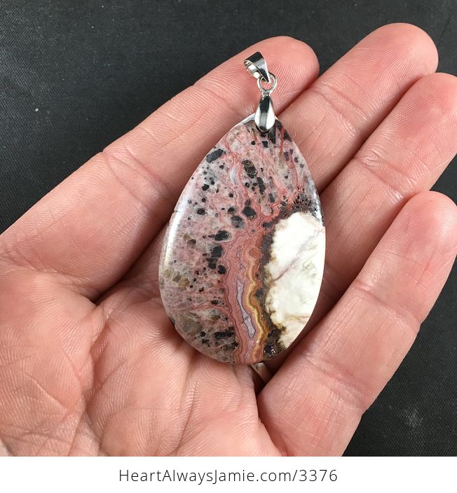 Natural Pink Brown and Beige Crazy Lace Agate Stone Pendant Jewelry - #hGSKlprDHeg-1
