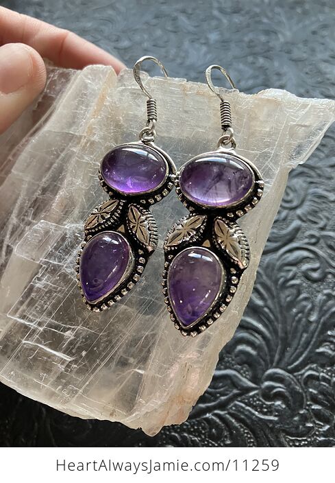 Natural Purple Amethyst Stone Crystal Earrings Jewelry - #fiQlJ0e7XgQ-7