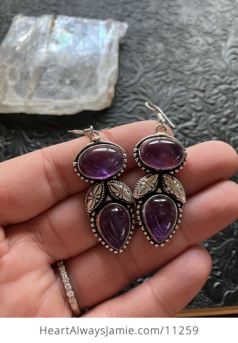 Natural Purple Amethyst Stone Crystal Earrings Jewelry - #fiQlJ0e7XgQ-2