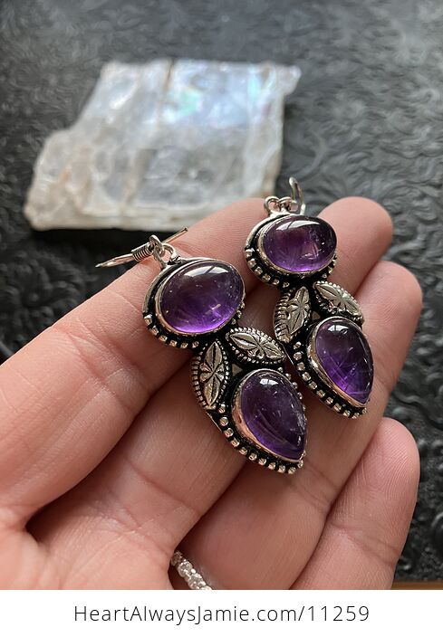 Natural Purple Amethyst Stone Crystal Earrings Jewelry - #fiQlJ0e7XgQ-3