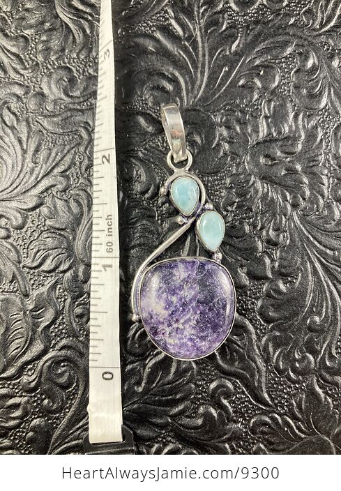 Natural Purple Lepidolite and Larimar Crystal Stone Jewelry Pendant - #2p36Z0zBs5c-3