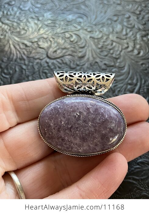 Natural Purple Lepidolite Crystal Stone Jewelry Pendant - #25aFHwv3ueM-1