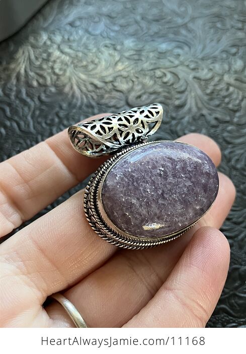Natural Purple Lepidolite Crystal Stone Jewelry Pendant - #25aFHwv3ueM-2