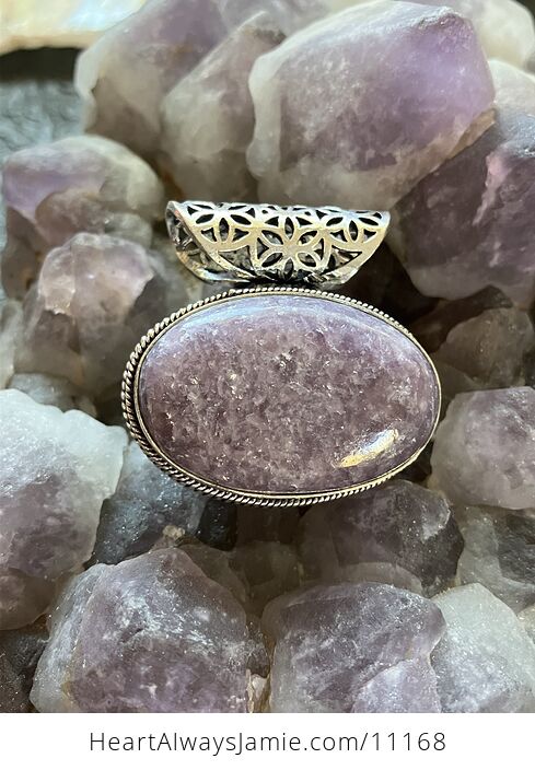 Natural Purple Lepidolite Crystal Stone Jewelry Pendant - #25aFHwv3ueM-7