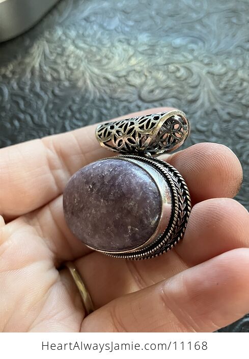 Natural Purple Lepidolite Crystal Stone Jewelry Pendant - #25aFHwv3ueM-3