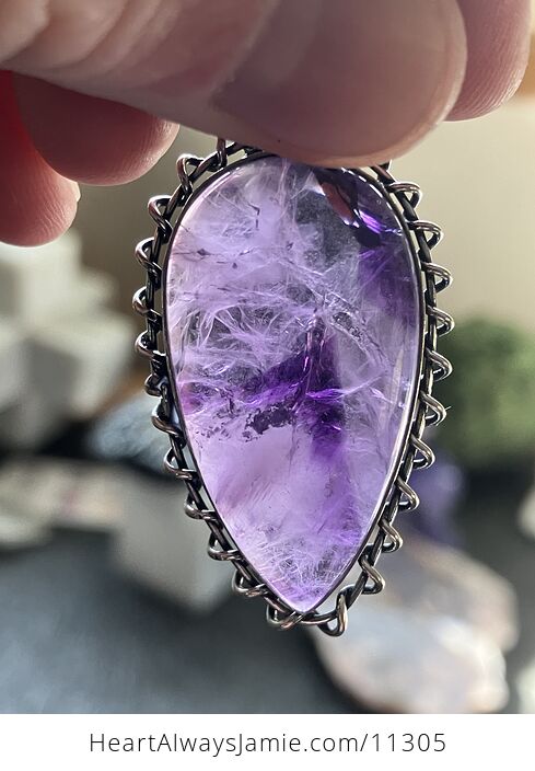 Natural Purple Star Amethyst Crystal Stone Jewelry Pendant - #kE3wpFpNiyw-6