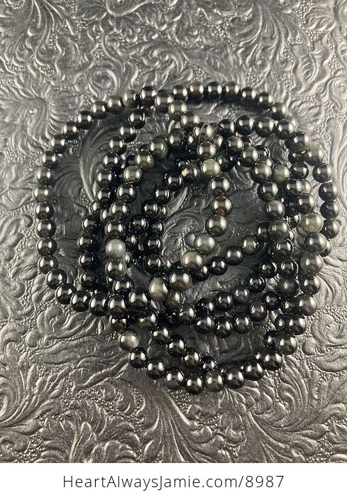 Natural Rainbow Obsidian Heaven Eye 6mm Gemstone Jewelry Bracelet - #M1T84ouNePY-2