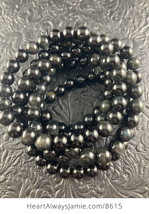 Natural Rainbow Obsidian Heaven Eye 8mm Gemstone Jewelry Bracelet - #iAjWFg6r8b0-2